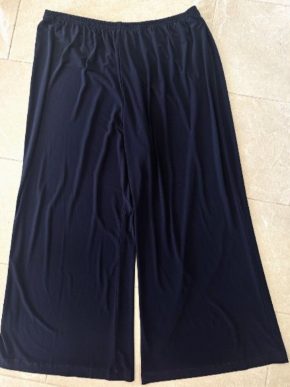 Caroline Rose Womens Flowy Knit Pants Plus Size 3X Blue Wide Leg Stretchy Modern